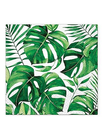 20 serviettes en papier 33 x 33 cm Feuilles monstera