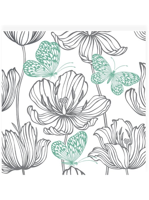20 serviettes en papier 33 x 33 cm Fleurs et papillons - Kiabi