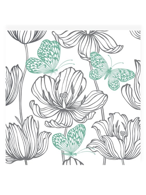 20 serviettes en papier 33 x 33 cm Fleurs et papillons - Kiabi