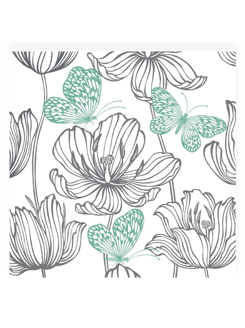 20 serviettes en papier 33 x 33 cm Fleurs et papillons Blanc - Kiabi