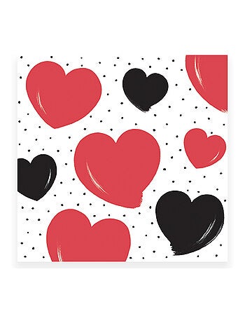 20 serviettes en papier 33 x 33 cm Gros coeurs