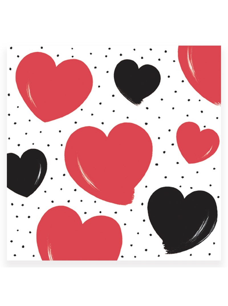 20 serviettes en papier 33 x 33 cm Gros coeurs Rouge - Kiabi