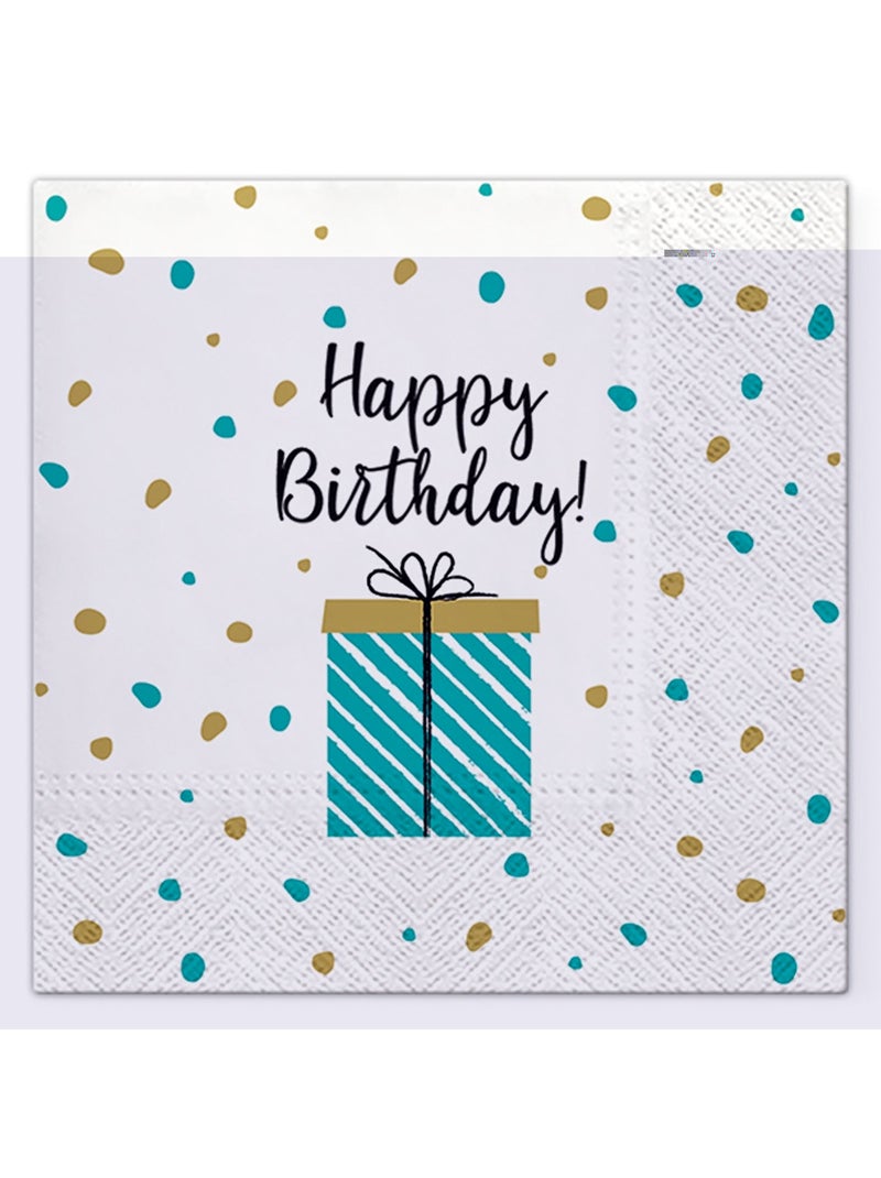 20 serviettes en papier 33 x 33 cm Happy birthday Blanc - Kiabi