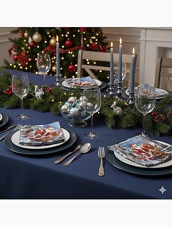 20 serviettes en papier 33 x 33 cm Pere Noel et ses animaux