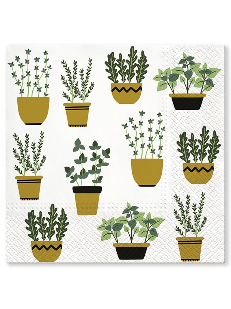 20 serviettes en papier 33 x 33 cm Plantes Vert - Kiabi