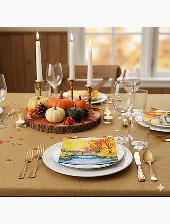 20 serviettes en papier 33 x 33 cm Pont en automne