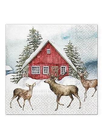 20 serviettes en papier 33 x 33 cm Rennes dans la neige