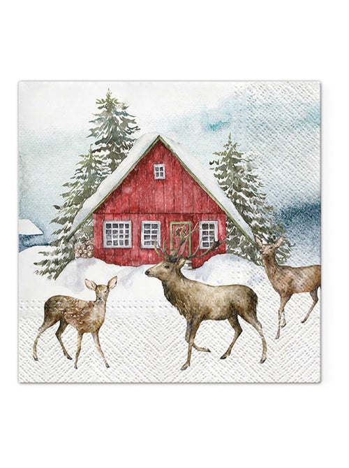 20 serviettes en papier 33 x 33 cm Rennes dans la neige - Kiabi