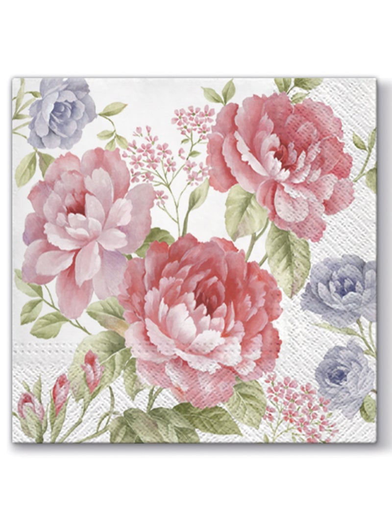 20 serviettes en papier 33 x 33 cm Roses de julietta Rose - Kiabi