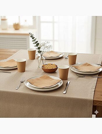 20 serviettes en papier 33 x 33 cm Tendance Uni marron