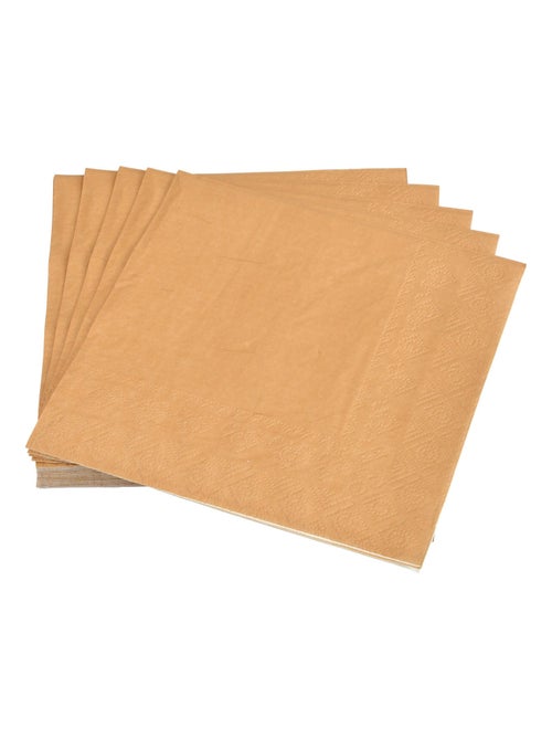 20 serviettes en papier 33 x 33 cm Tendance Uni marron - Kiabi