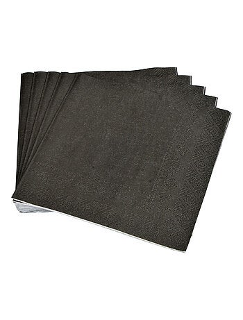 20 serviettes en papier 33 x 33 cm Tendance Uni noir