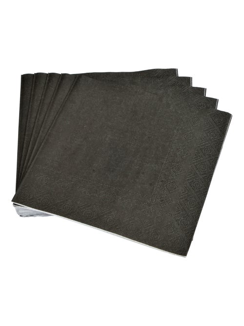 20 serviettes en papier 33 x 33 cm Tendance Uni noir - Kiabi