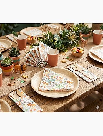 20 serviettes en papier animaux 33 cm