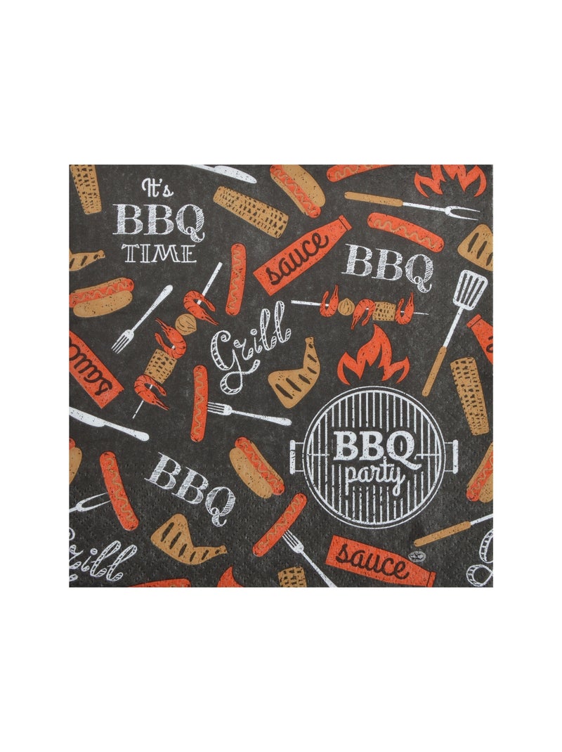20 serviettes en papier BBQ Party Gris - Kiabi