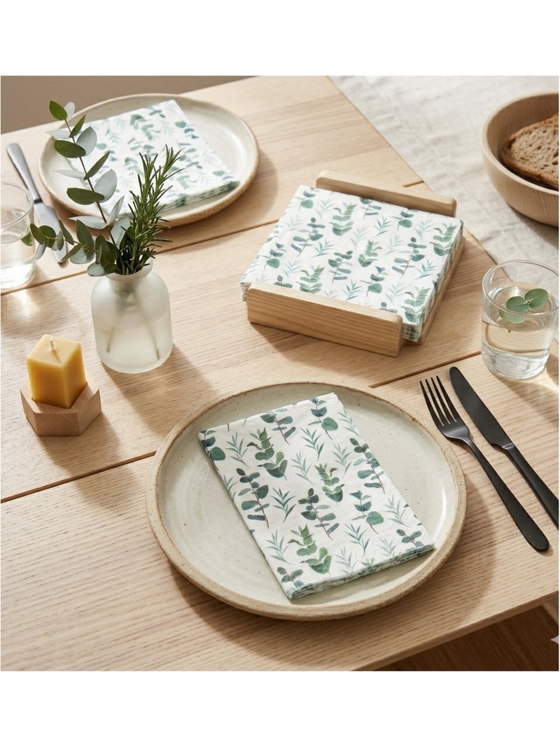 20 serviettes en papier Branche d'eucalyptus Vert - Kiabi