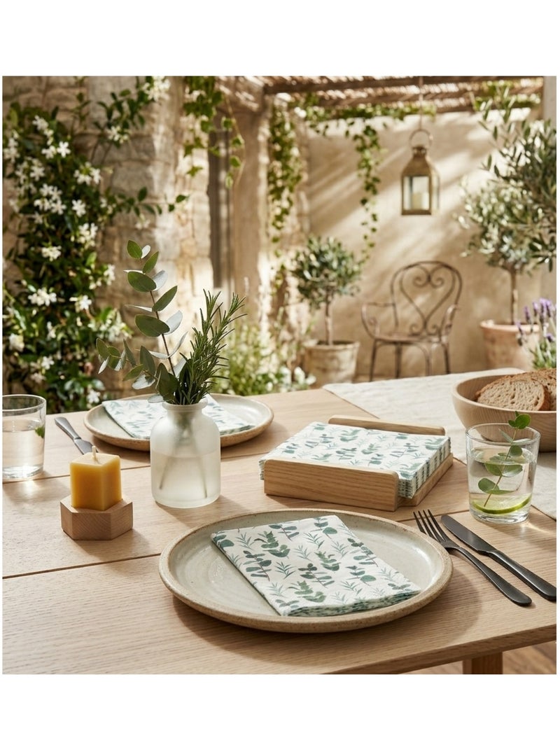 20 serviettes en papier Branche d'eucalyptus Vert - Kiabi