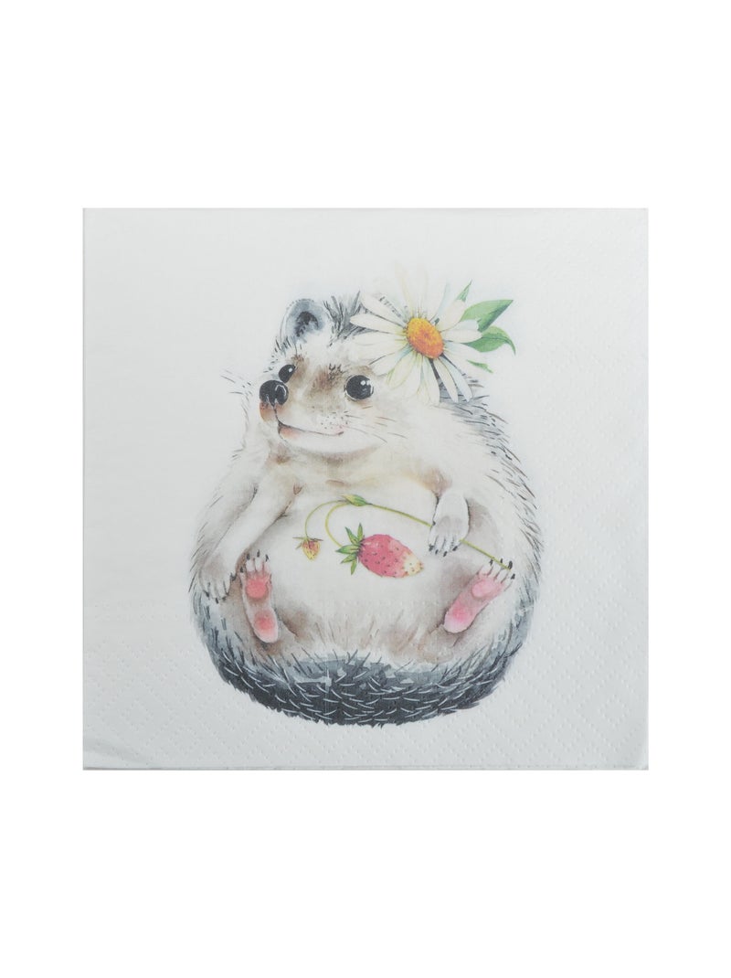 20 serviettes en papier Herisson mignon Blanc - Kiabi