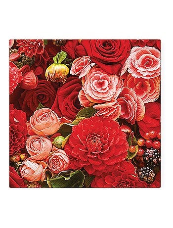 20 serviettes en papier renoncules et roses 33 cm