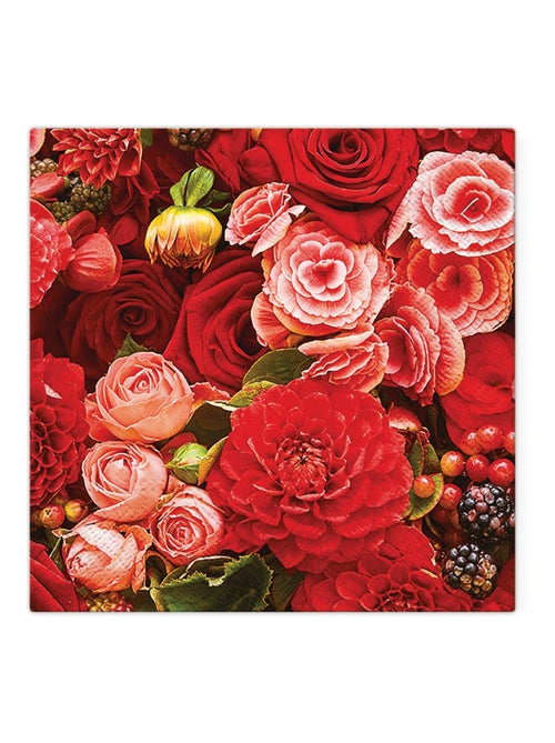 20 serviettes en papier renoncules et roses 33 cm - Kiabi