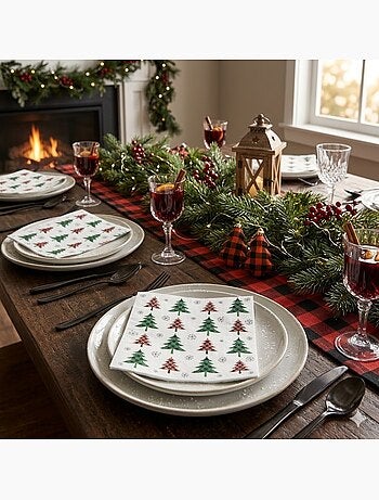 20 serviettes en papier Sapins