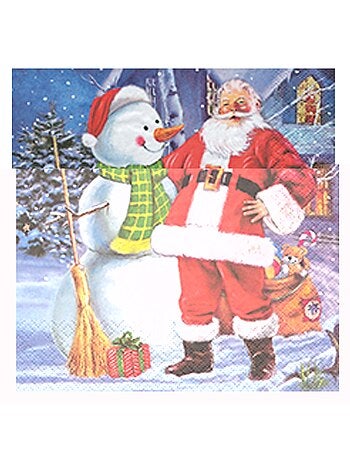 20 serviettes papier bonhomme de neige et Père Noel