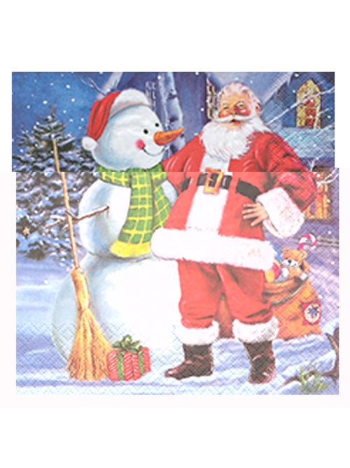 20 serviettes papier bonhomme de neige et Père Noel - Kiabi