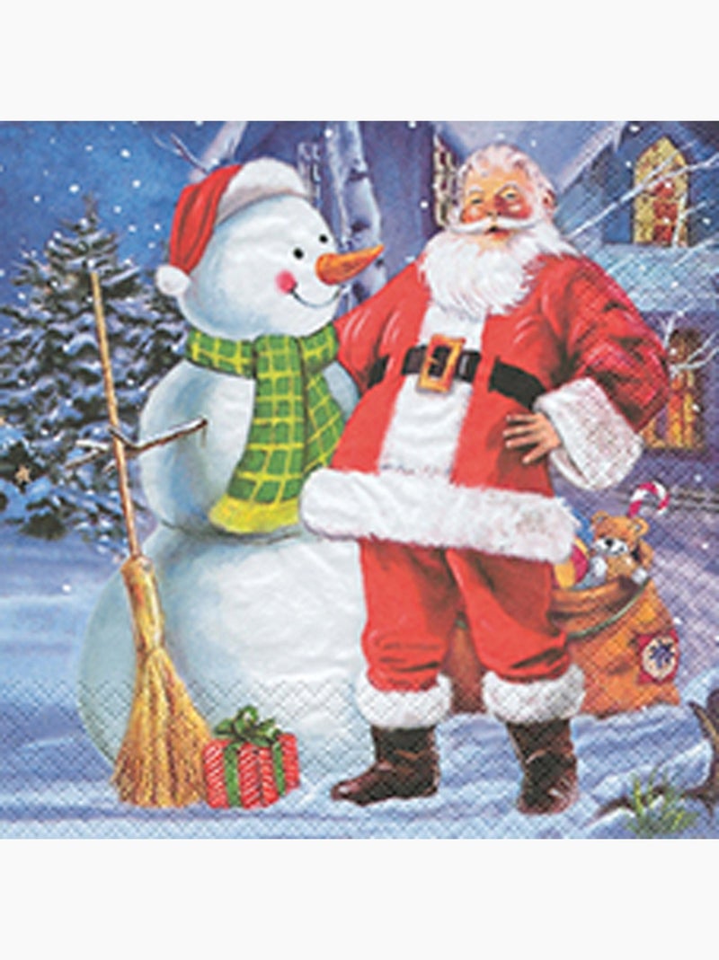 20 serviettes papier bonhomme de neige et Père Noel Multicolore - Kiabi