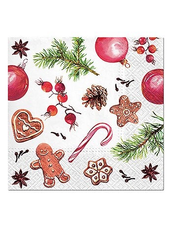 20 serviettes papier Friandise de noel