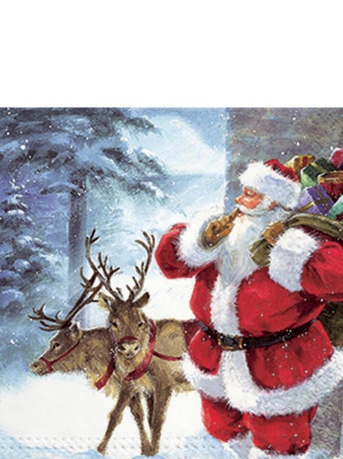 20 serviettes papier Pere noel et ses rennes - Kiabi