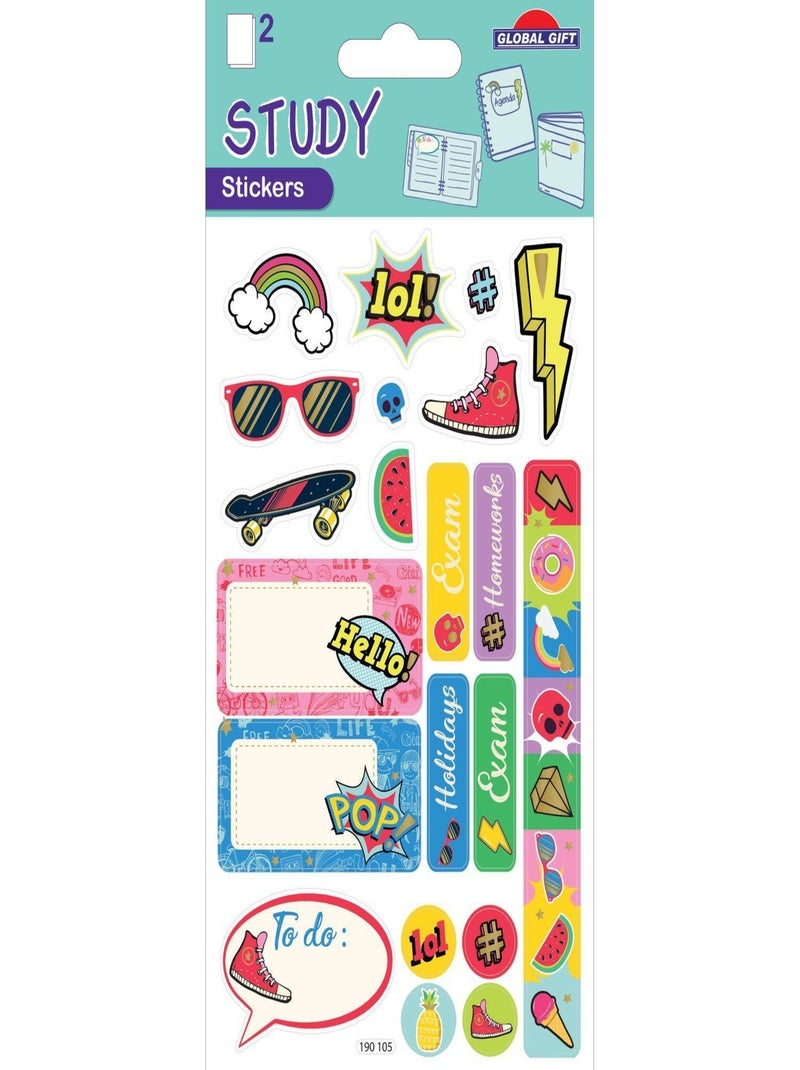 20 Stickers et étiquettes - Bullet journal et - Global Gift Multicolore - Kiabi