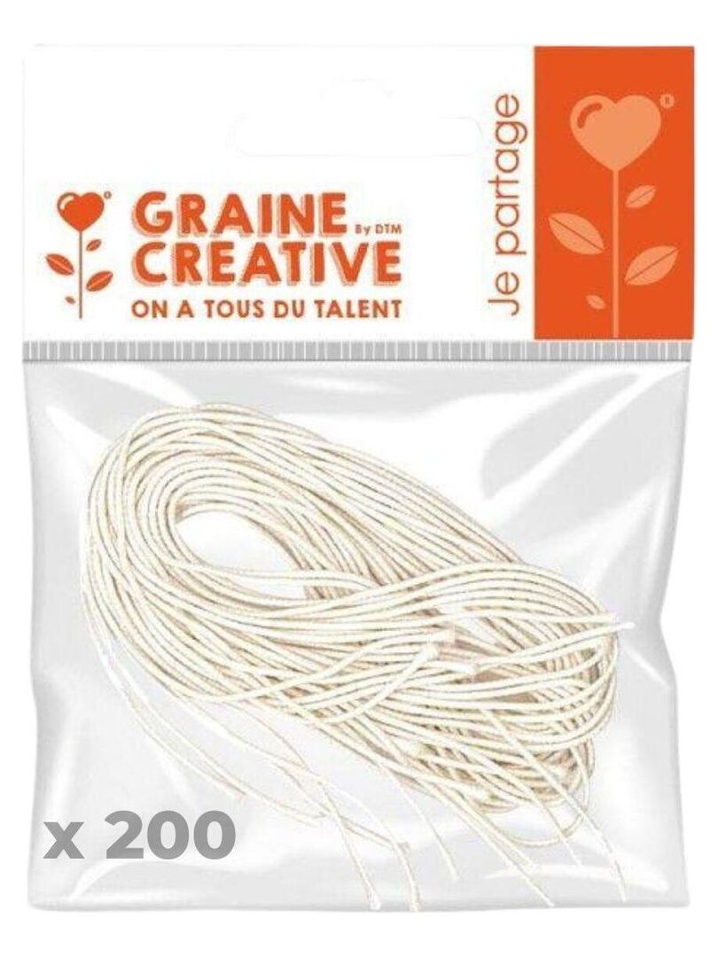 200 élastiques pour masques de déguisement 60 cm - Graine Créative Blanc - Kiabi