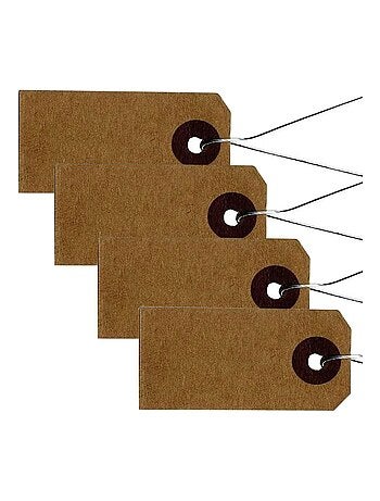 200 étiquettes kraft 4 x 2 cm avec fil métallique - Artemio