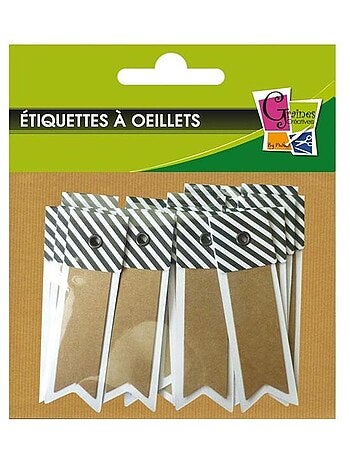 200 étiquettes kraft rayées - Fanion - Graine Créative