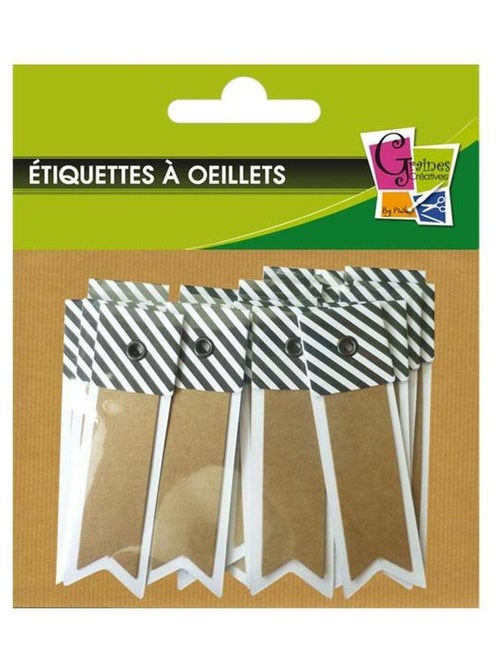 200 étiquettes kraft rayées - Fanion - Graine Créative - Kiabi
