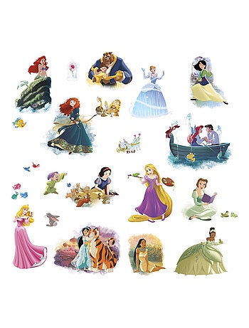 22 Stickers Toutes les Princesses Disney Repositionnables 25x46cm