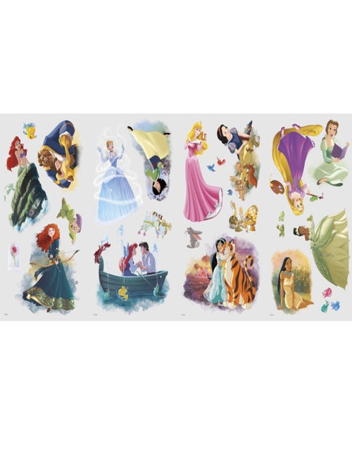 22 Stickers Toutes les Princesses Disney Repositionnables 25x46cm - Kiabi