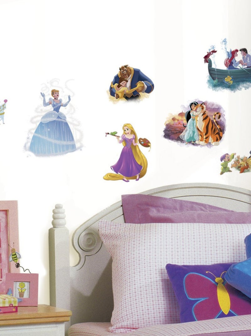 22 Stickers Toutes les Princesses Disney Repositionnables 25x46cm Multicolore - Kiabi