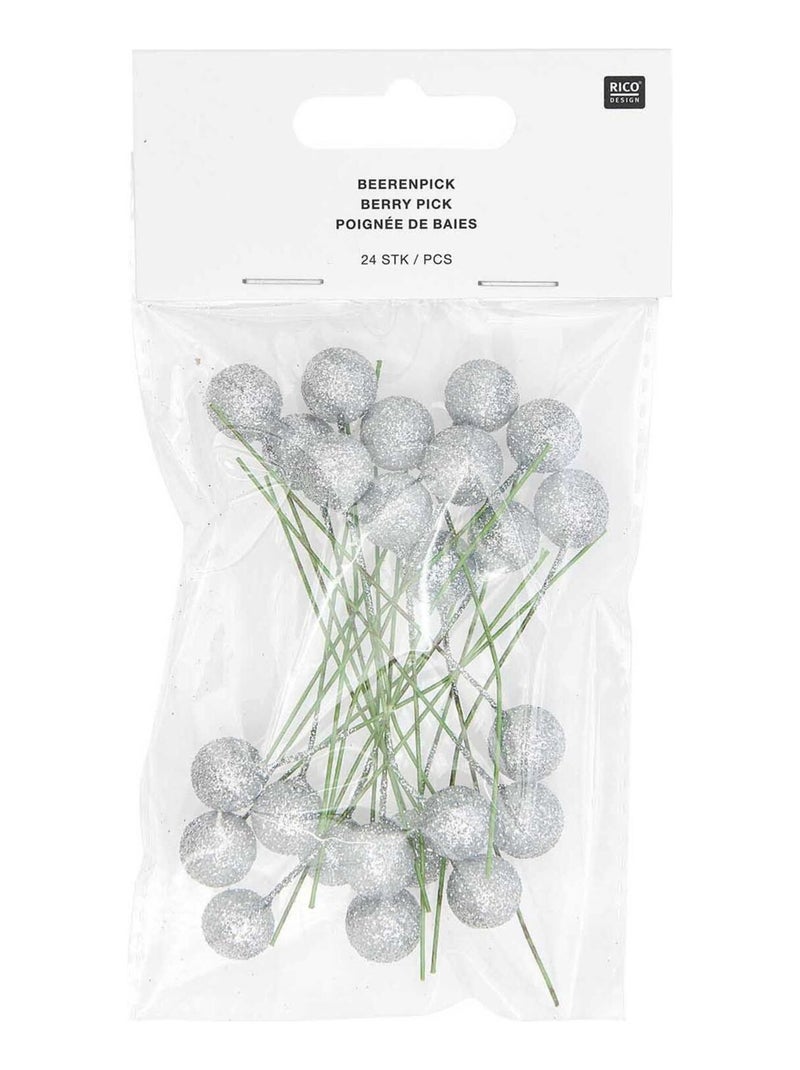 24 baies argentées à paillettes 8 cm - Rico Design Argenté - Kiabi