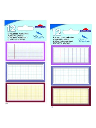 24 étiquettes adhésives scolaires - Quadrillé - Global Gift