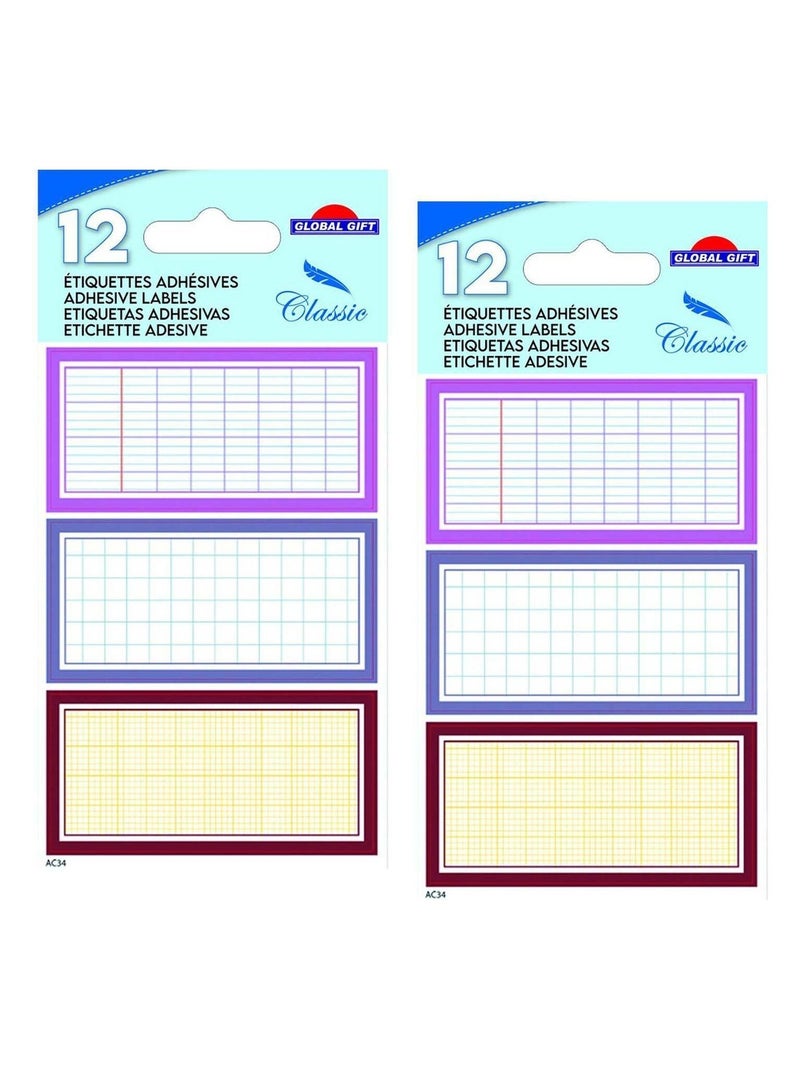 24 étiquettes adhésives scolaires - Quadrillé - Global Gift N/A - Kiabi