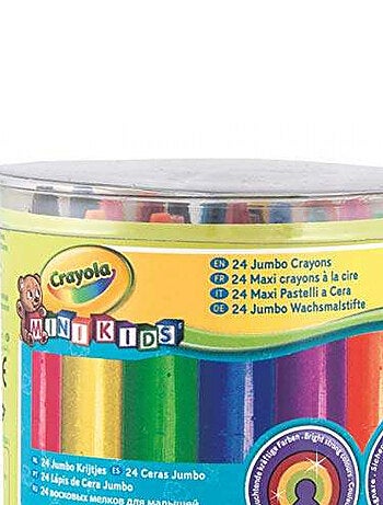 24 maxi crayons cire couleurs assorties