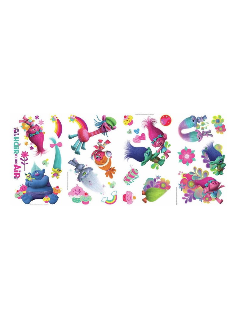 24 Stickers géant Les Trolls 25x45cm Multicolore - Kiabi