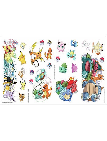 25 Stickers repositionnables Pokemon personnages