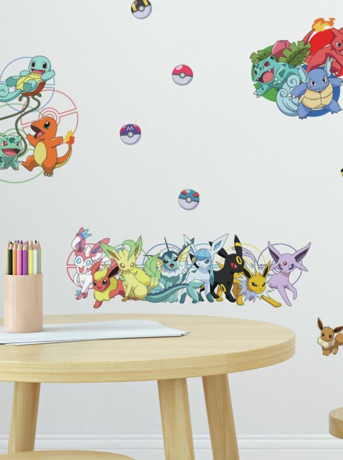 25 Stickers repositionnables Pokemon  personnages - Kiabi