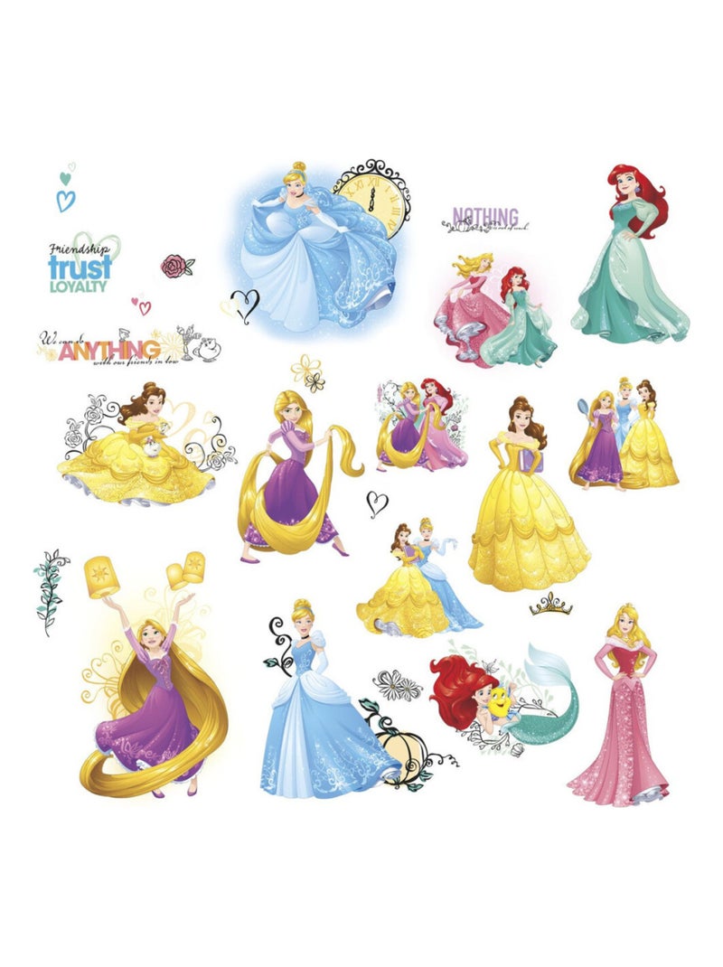 25 Stickers scintillants Princesse Disney Repositionnables 25x45cm Multicolore - Kiabi
