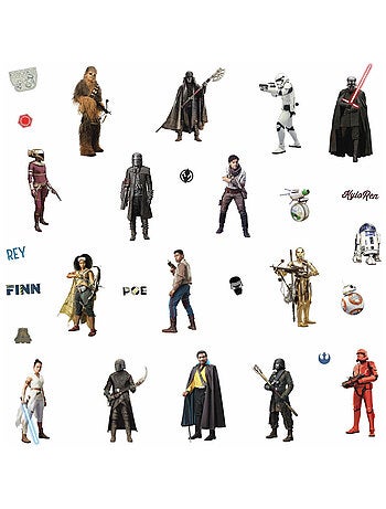 28 Stickers Star Wars - modèle L'Ascension de Skywalker avec Rey, Poe, Finn et Kylo Ren