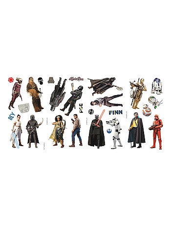 28 Stickers Star Wars - modèle L'Ascension de Skywalker avec Rey, Poe, Finn et Kylo Ren