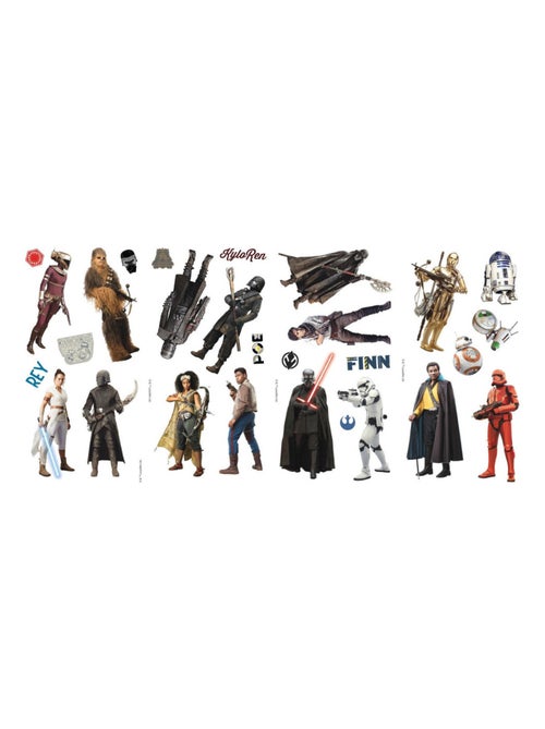 28 Stickers Star Wars - modèle L'Ascension de Skywalker avec Rey, Poe, Finn et Kylo Ren - Kiabi