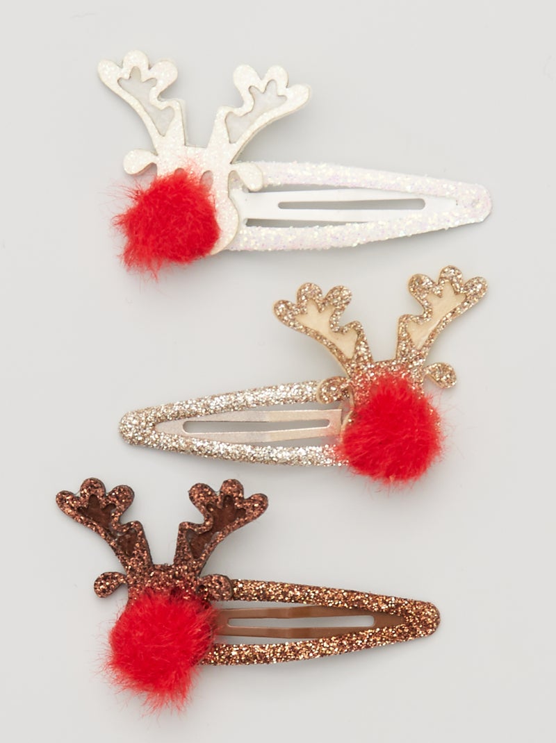 3 barrettes esprit 'Noël' marron - Kiabi